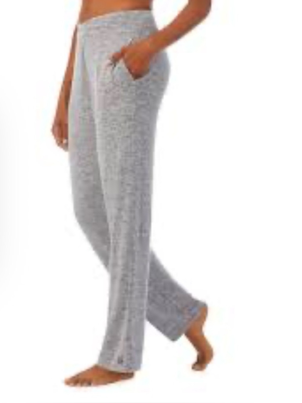 New QVC Cuddl Duds Variegated Rib Gray Smocked Waist Lounge Pants / medium